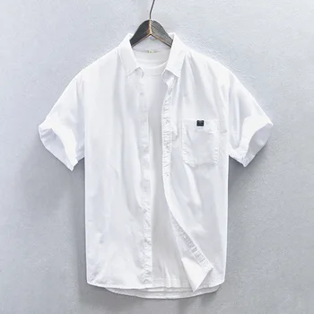 Z940 Летни Класически мъжки бели Черни ризи в Японски стил С къс ръкав и Ревера На едната Гърда, Универсални Красиви Тънки върховете на Приятел