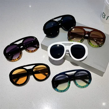 2023 Мъжки Слънчеви Очила, Модерен Двойни Мостови Градиентные очила в Ярки Цветове, Дамски Слънчеви очила, Модерен Големи Кръгли Слънчеви очила