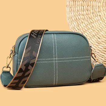 100% Естествена кожа, с Висококачествена Мека Воловья Дамска чанта-Месинджър, Дамски чанти, Модни Дизайнерска Марка Малка чанта през рамо