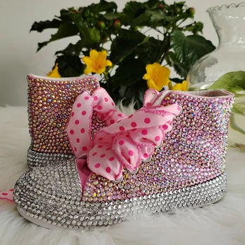 Дамски парусиновая ръчно изработени обувки с кристали за момичета; парусиновая обувки с бонбони за децата и майките; Маратонки с перли за рожден ден и сватба за момичета;