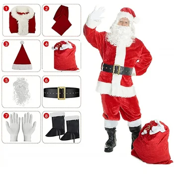 Коледен костюм на Дядо Коледа, Коледно парти, ролеви игри, луксозен, класически и удобен за дълъг пуховый костюм по поръчка от фабриката