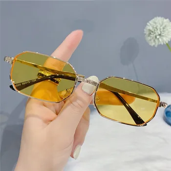 Нови малки Правоъгълни слънчеви очила, Модерен мъжки Слънчеви очила за партита на открито, декоративни точки, Реколта метални очила с UV400