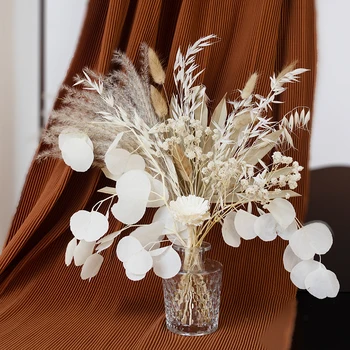 Пухкави Букет от естествени сухи цветя, Пампы, Сватбена аранжировка, заячий опашка в стил Бохо, истински тръстика за декориране на дневната