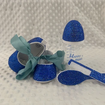 Стоп-моушън обувки с кристали с помощта на гребен и четка, комплект за детската, интериор, идеи за детската душа на 1-ви рожден ден