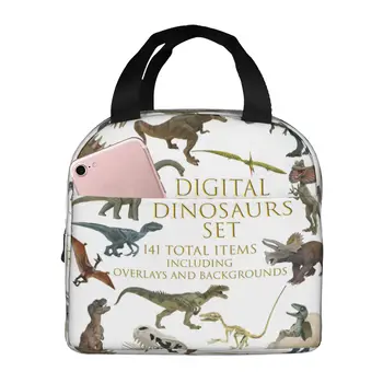 Набор на динозаврите Чанта за обяд Изолирани многофункционални чанти за обяд Множество термосумка-хладилник