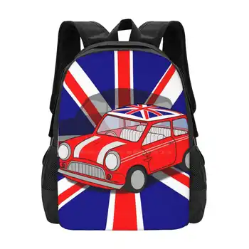 Чанта Раница Mini Cooper За мъже, Жени, Момичета, юноши Флаг Mini Cooper Прости Автомобили Графичен Британски автомобил Britain Englash Car