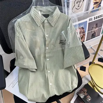 2023 Нова Ежедневни риза в райе в стил Академия в Ретро стил с къс ръкав за мъже и жени, Летен Безплатен Индивидуален топ Harajuku y2k