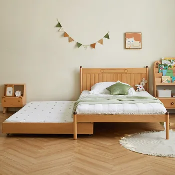 Мебели за дома, Мебели за спални Легла детски мебели от масив бук бебешко легло от масивна дървесина две легла в 1 гореща едро 120/150*200 см