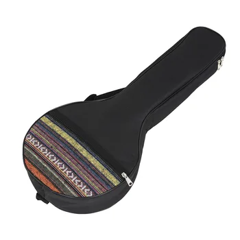 Чанта в етнически стил За 4-струнен Банджо Хавайска китара, Памучен чанта за носене, чанта за носене с регулируема каишка, Аксесоари за музикални инструменти, Черен