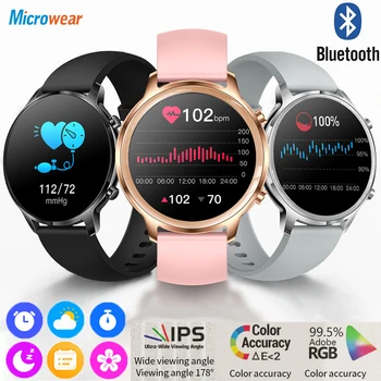 Смарт часовници Син Зъб Покана Smartwatch За Мъже и Жени, Фитнес, Водоустойчив Монитор на сърдечната честота, 1,32-инчов IPS Цветен екран за Android и iOS