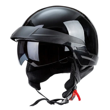 Мотоциклет шлем Унисекс, Ретро Велосипеди шлем с полуприкрытым лице и защитни очила