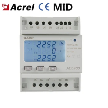 Трифазни брояч на енергия Acrel ADL400 с вграден RS485 и Modbus RTU, точност 0,5, Съвместим с CTs