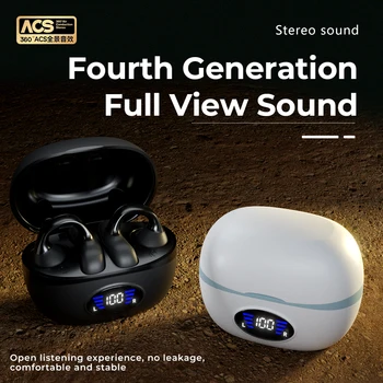 Безжични Спортни слушалки Hi-Fi със скоба за ухото, Музикална игра с докосване, слушалки TWS Bluetooth 5.3 (концепцията за костна проводимост)