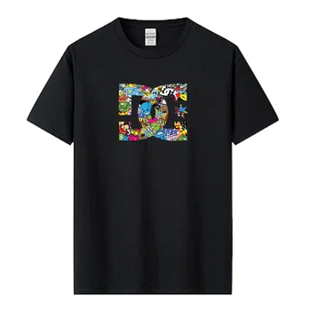 Мъжки и Дамски Памучен Тениска с Луксозен принтом Графити с азбука, Градинска Риза в стил Хип-Хоп, Летен Висококачествен Топ Унисекс с къс ръкав
