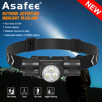 Asafee HP330 Главоболие led лампа с безкрайно затъмняване Type-C, акумулаторна зарядно устройство ще захранване на фаровете за Къмпинг, Приключения, риболов, Фарове