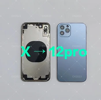 Най-новият капак на отделението за батерията за iPhone X до iPhone на 12 Pro Задната част на кутията, за iPhone, X до 12 pro Подмяна на корпуса Безплатен калъф