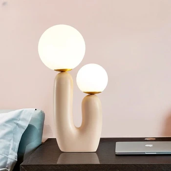 Настолна лампа със скандинавски минималистичном стил, Индивидуален лампа, Луксозна нощна лампа за спални, Украса за кабинет, Хол, Светодиодна настолна лампа