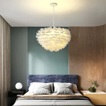 Модерна led таван полилей Или висящи лампи в скандинавски стил от лебединого пера във формата на Глухарче, Кетъринг, лампа за дневна