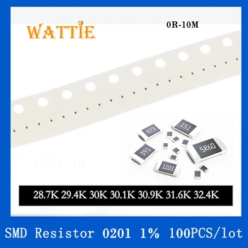 SMD резистор 0201 1% 28,7 K 29,4 K 30K 30,1 K 30,9 K 31,6 K 32,4 K 100 бр./лот микросхемные резистори 1/20 W 0,6 мм * 0,3 мм
